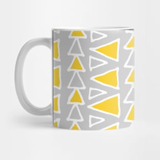 Grey White Mustard Yellow Triangles Pattern Mug